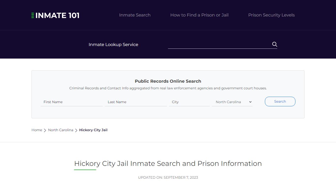 Hickory City Jail Inmate Search and Prison Information