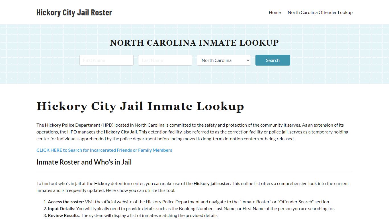 Hickory Police Department & City Jail, NC Inmate Roster, Arrests, Mugshots